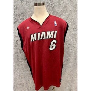 Vintage Y2K Adidas NBA Miami Heat #6 James Jersey Red Men’s Size XXL